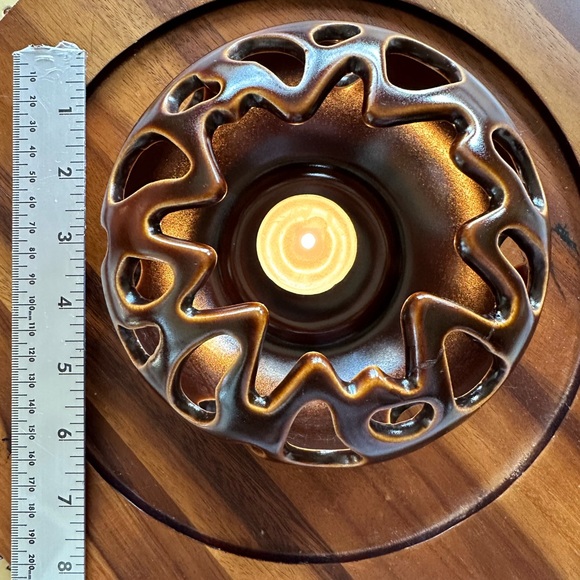 PartyLite Rich Brown Ceramic Base - Picture 4 of 6